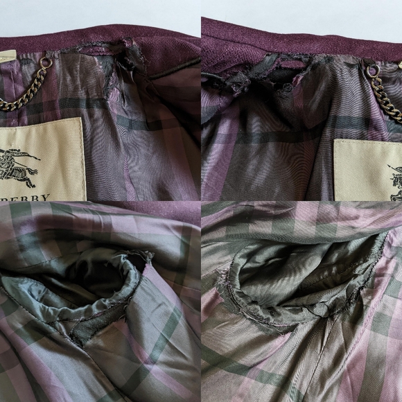 Burberry Funnel Neck Purple Wool Coat - Picture 12 of 13